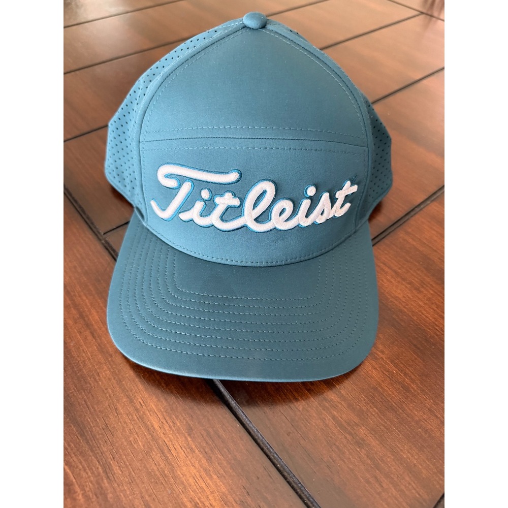 Pre-owned Titleist Golf Hat Mens Teal Blue Perforated Snapback Performance Cap